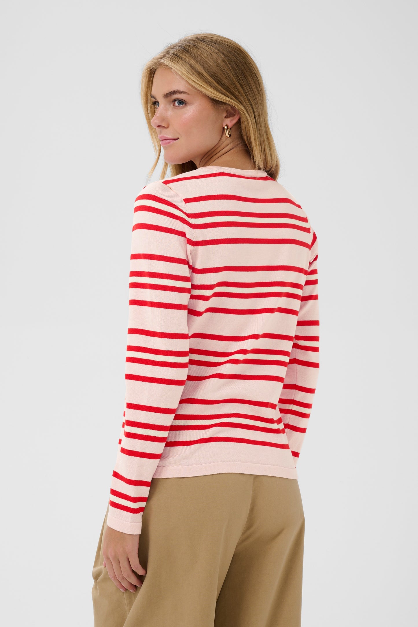 Saint Tropez Pila Cardigan - Chalk Pink Red Multi Stripe