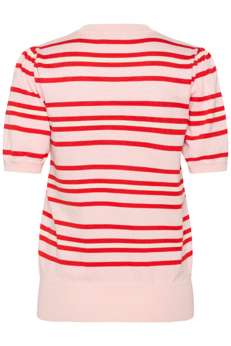 Saint Tropez Pila SS Pullover - Chalk Pink Red Multi Stripe