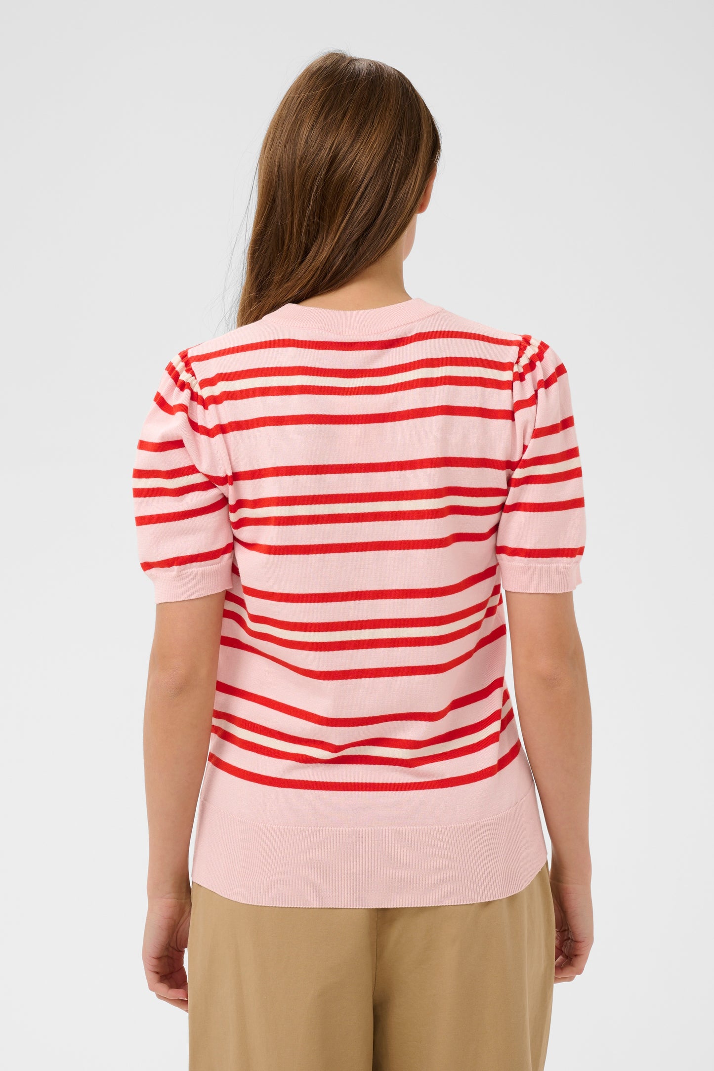Saint Tropez Pila SS Pullover - Chalk Pink Red Multi Stripe
