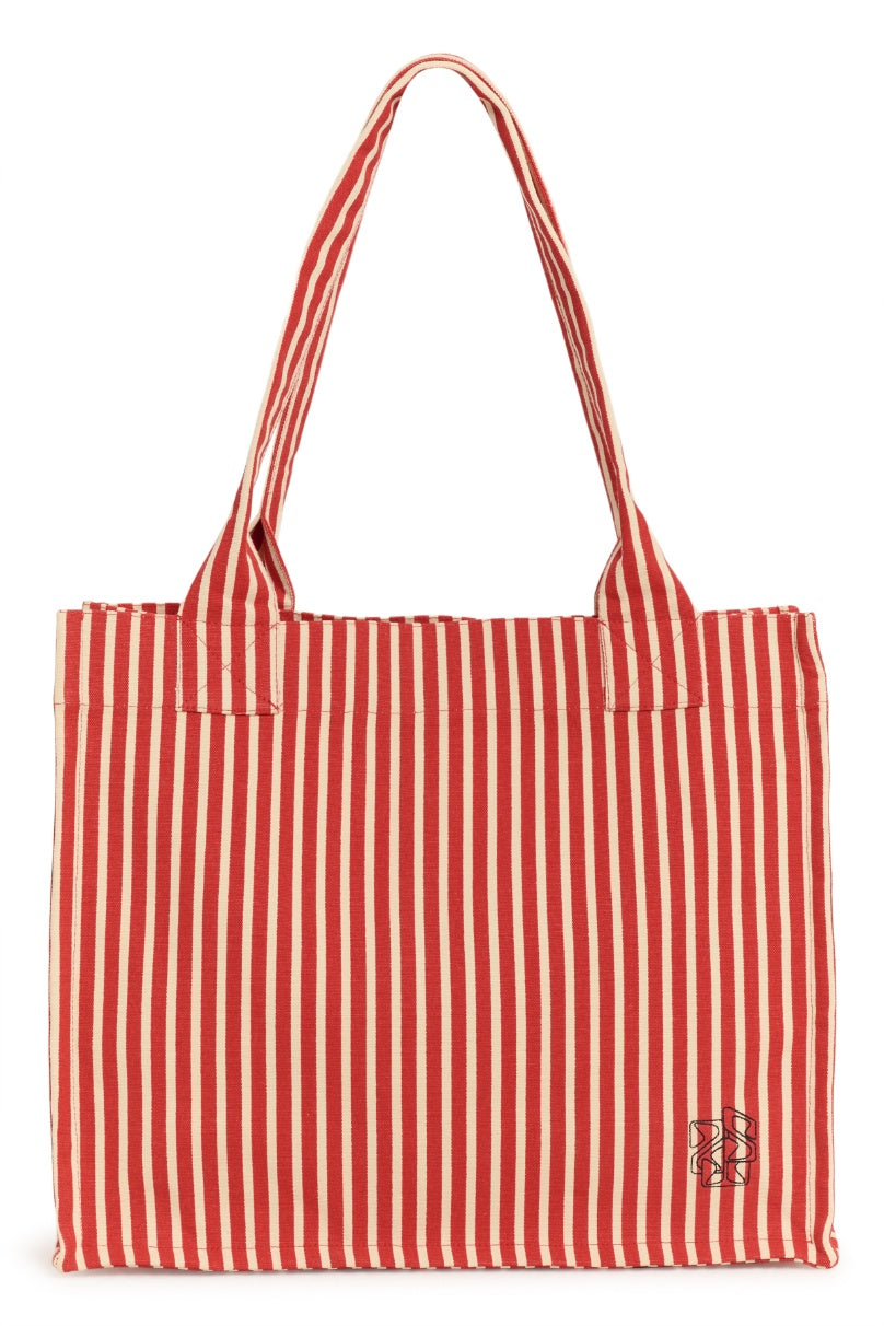 Saint Tropez Pansy Bag - Poppy Seedpearl Wide Stripe