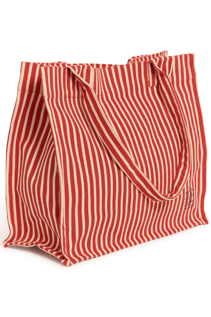 Saint Tropez Pansy Bag - Poppy Seedpearl Wide Stripe