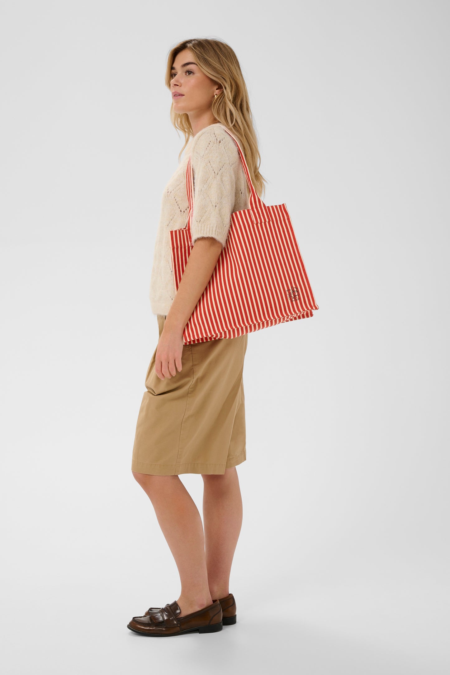 Saint Tropez Pansy Bag - Poppy Seedpearl Wide Stripe
