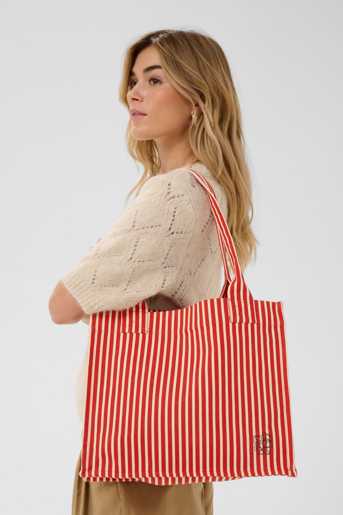 Saint Tropez Pansy Bag - Poppy Seedpearl Wide Stripe
