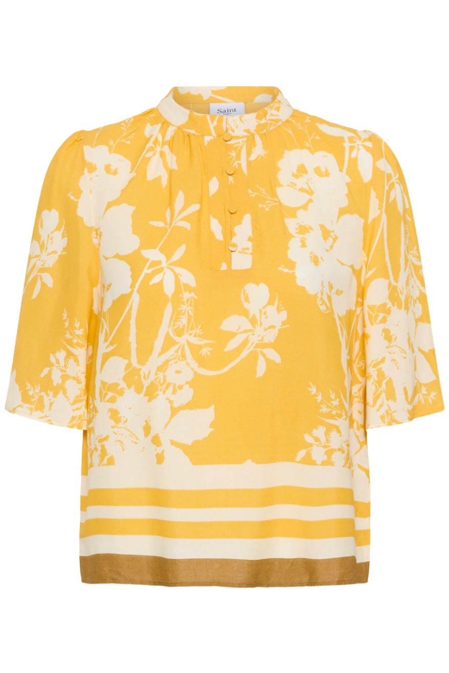 Saint Tropez Rasheda Blouse - Golden Apricot Flower Bloom