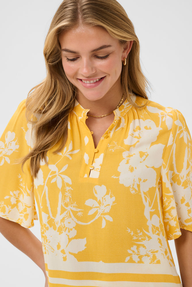 Saint Tropez Rasheda Blouse - Golden Apricot Flower Bloom