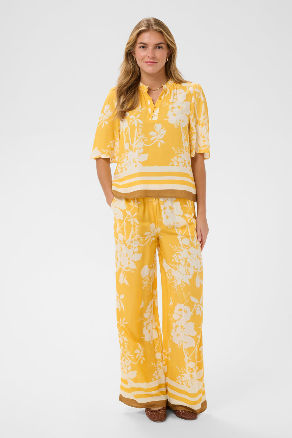 Saint Tropez Rasheda Blouse - Golden Apricot Flower Bloom