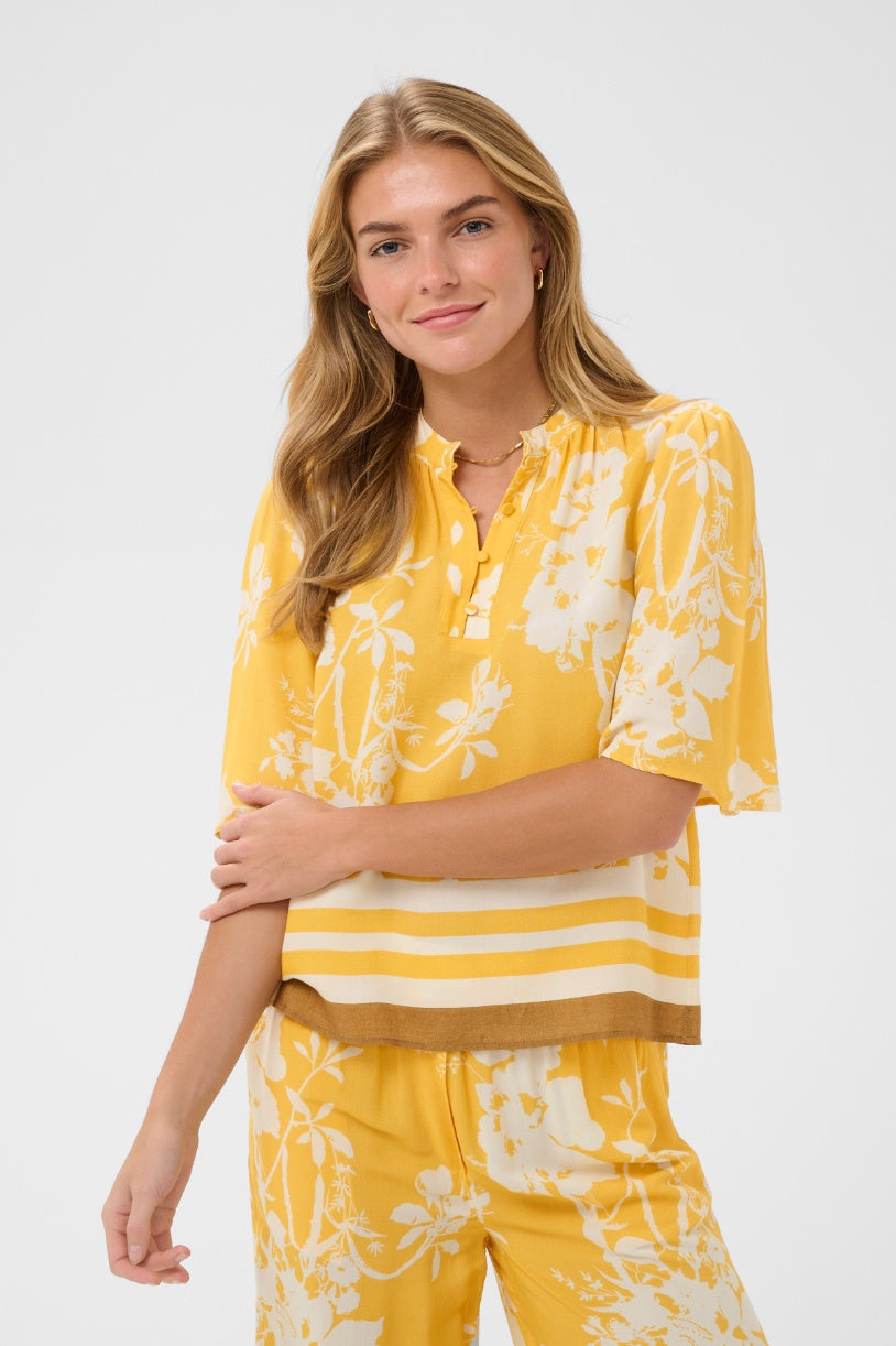 Saint Tropez Rasheda Blouse - Golden Apricot Flower Bloom