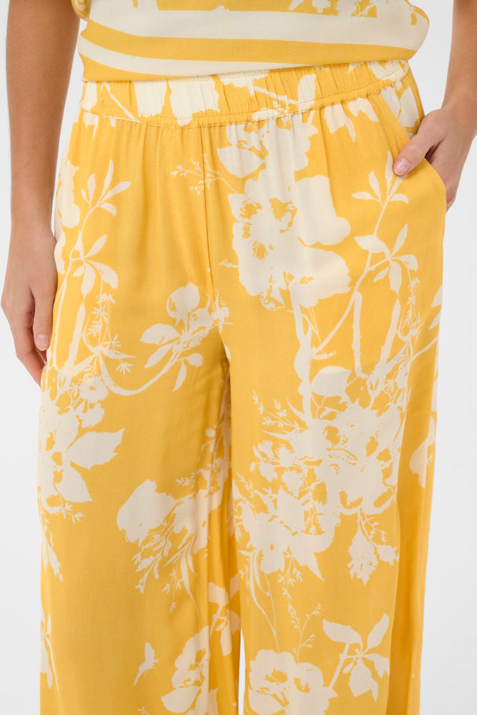 Saint Tropez Rasheda Pants - Golden Apricot Flower Bloom