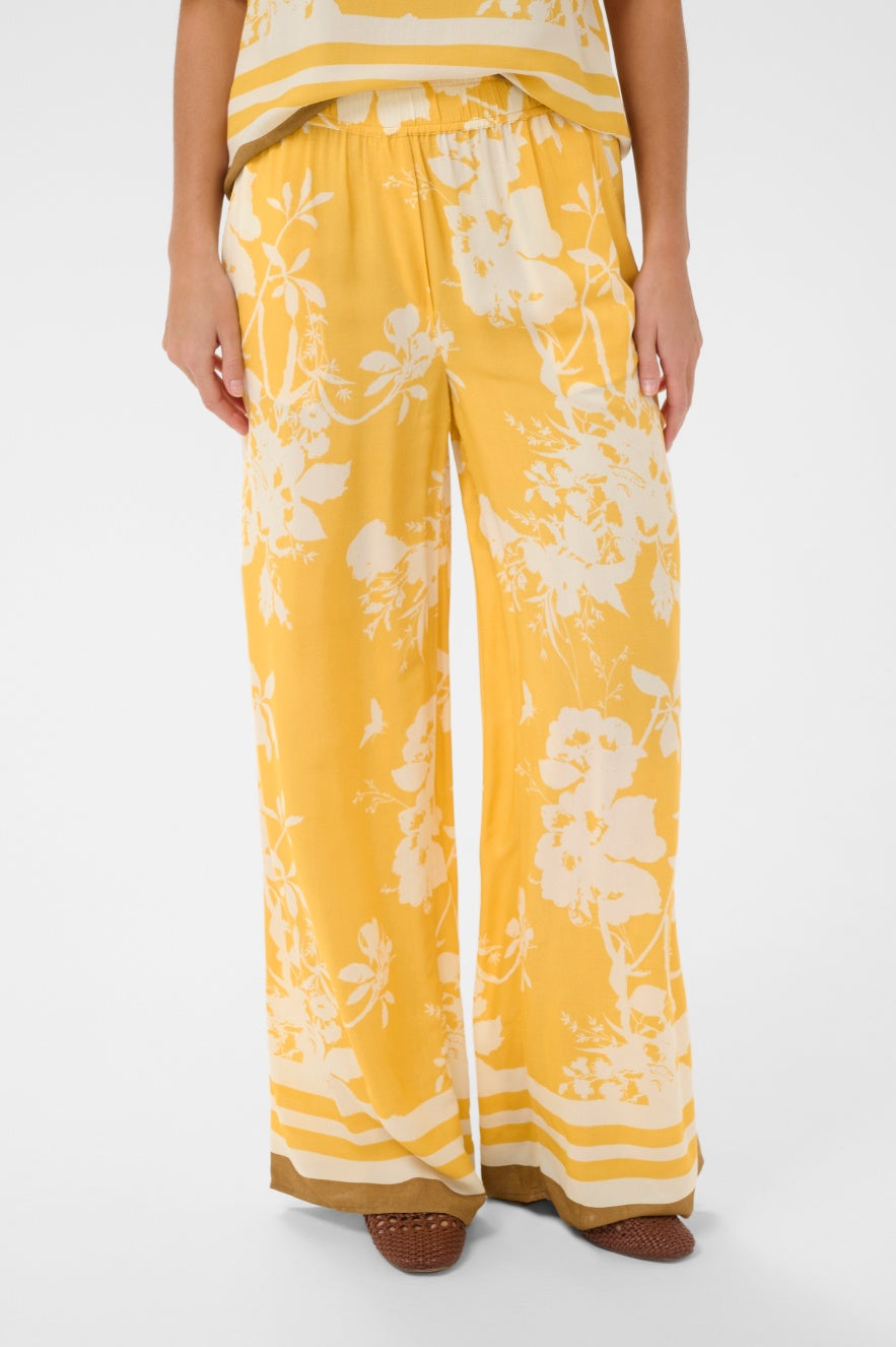 Saint Tropez Rasheda Pants - Golden Apricot Flower Bloom