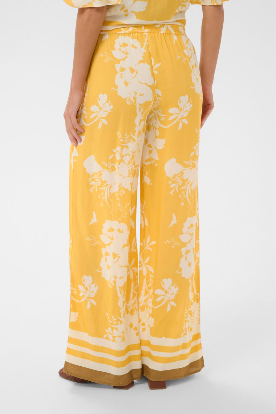 Saint Tropez Rasheda Pants - Golden Apricot Flower Bloom