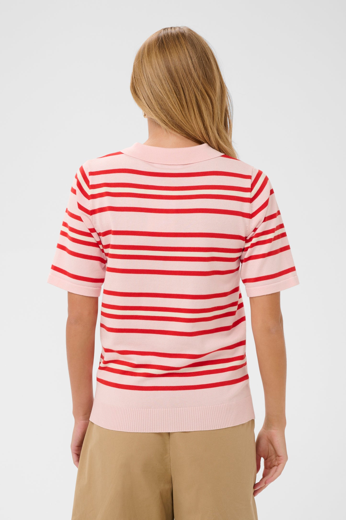 Saint Tropez Pila SS Polo Pullover - Chalk Pink Red Multi Stripe