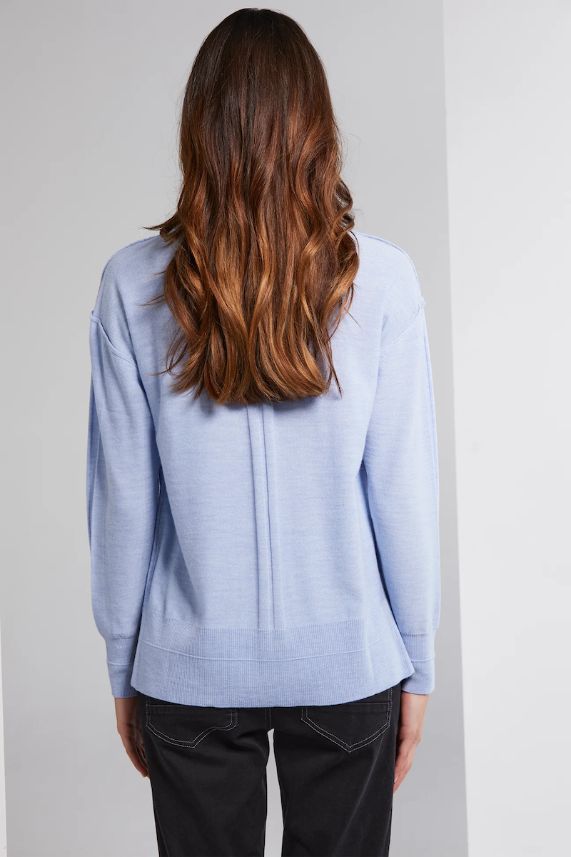 Lania The Label Placket Sweater - Sky