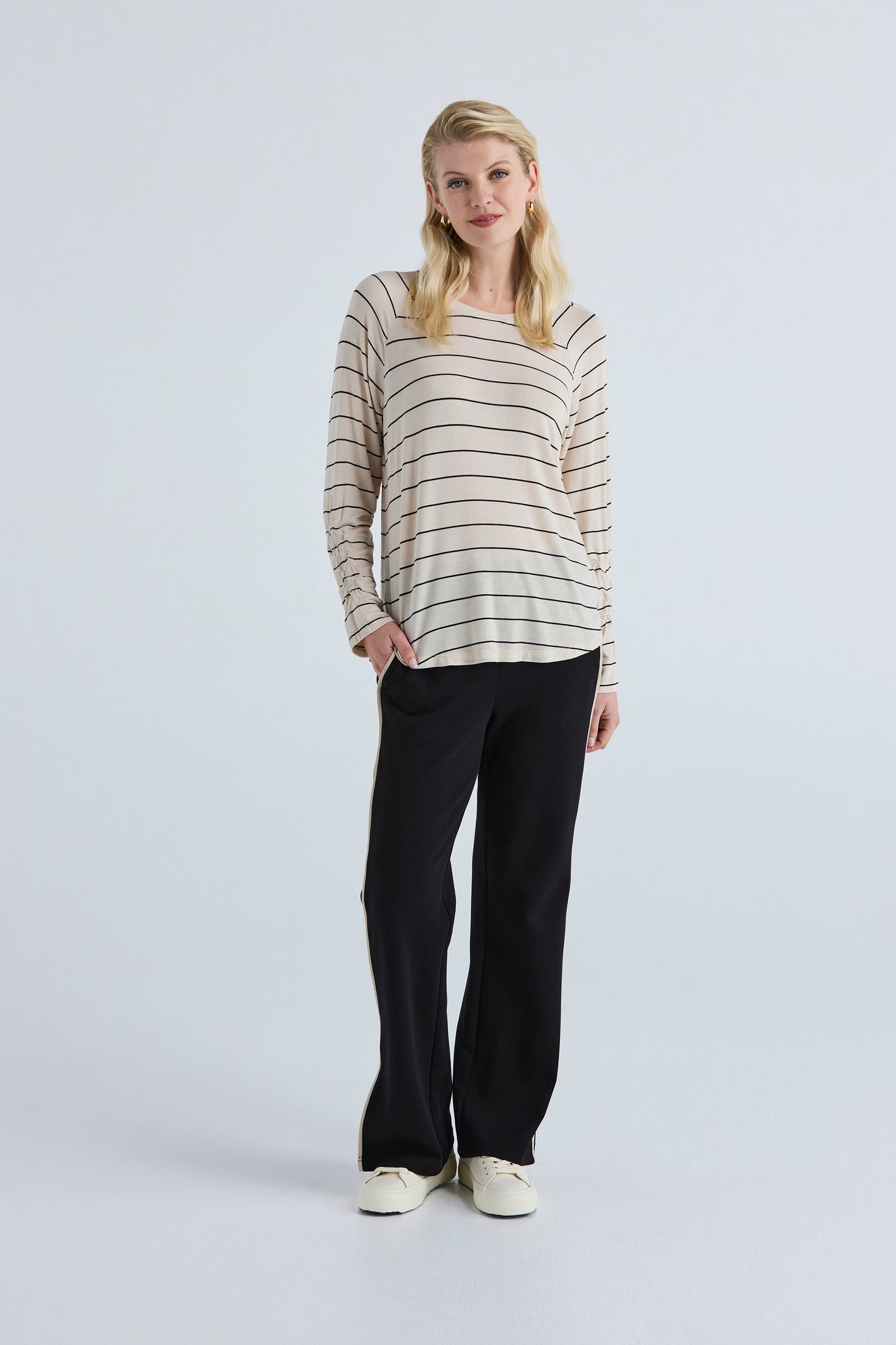 Lania the Label Astro Top - Almond/Black Stripe