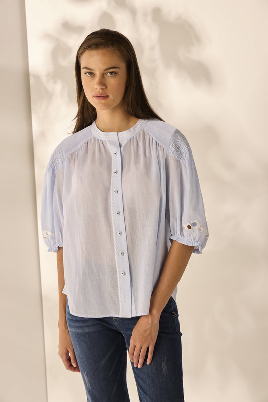 Lania The Label Capri Shirt - Sky Stripe