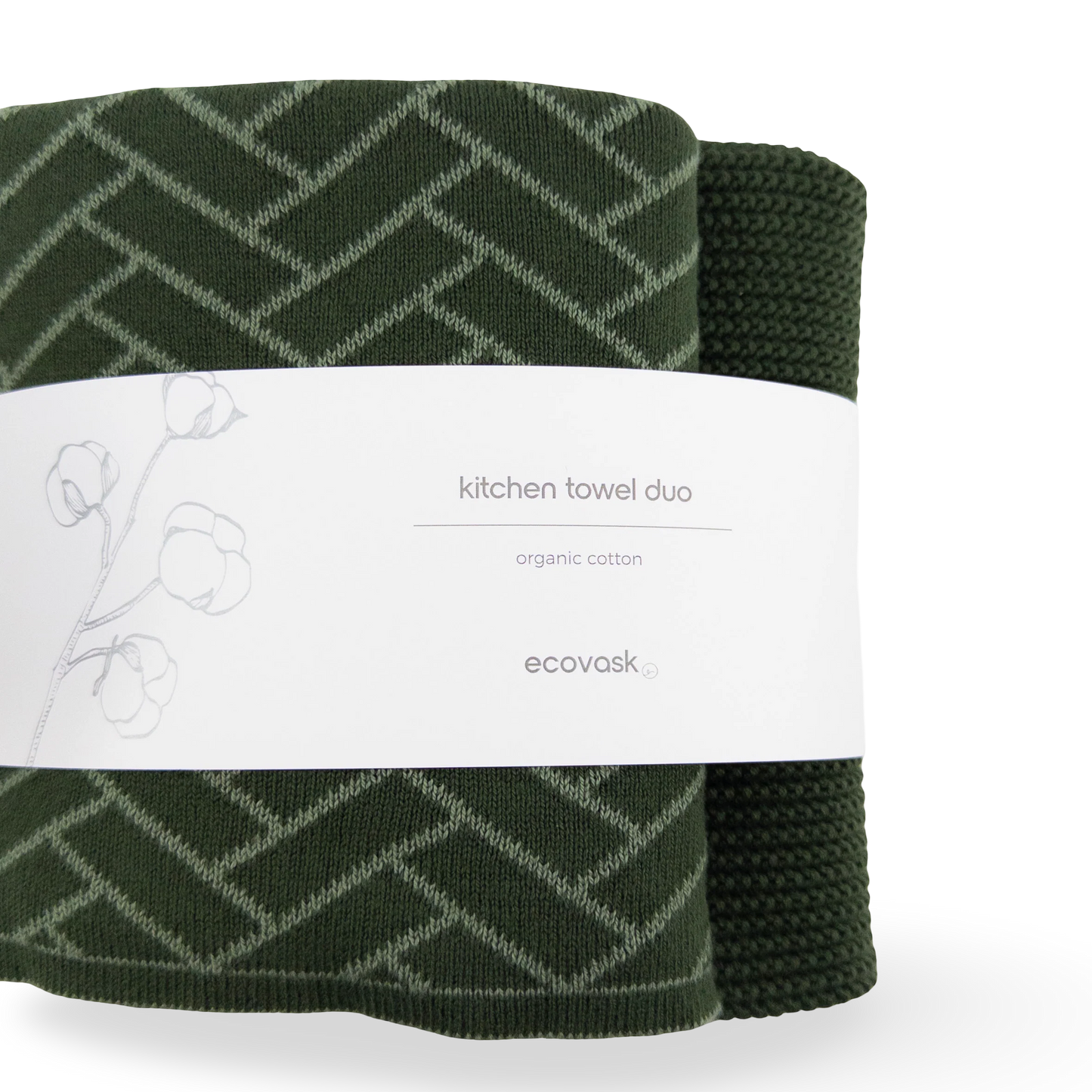Ecovask Kitchen Towel Duo - Forest Herringbone