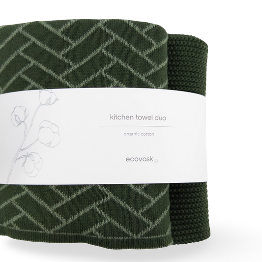 Ecovask Kitchen Towel Duo - Forest Herringbone