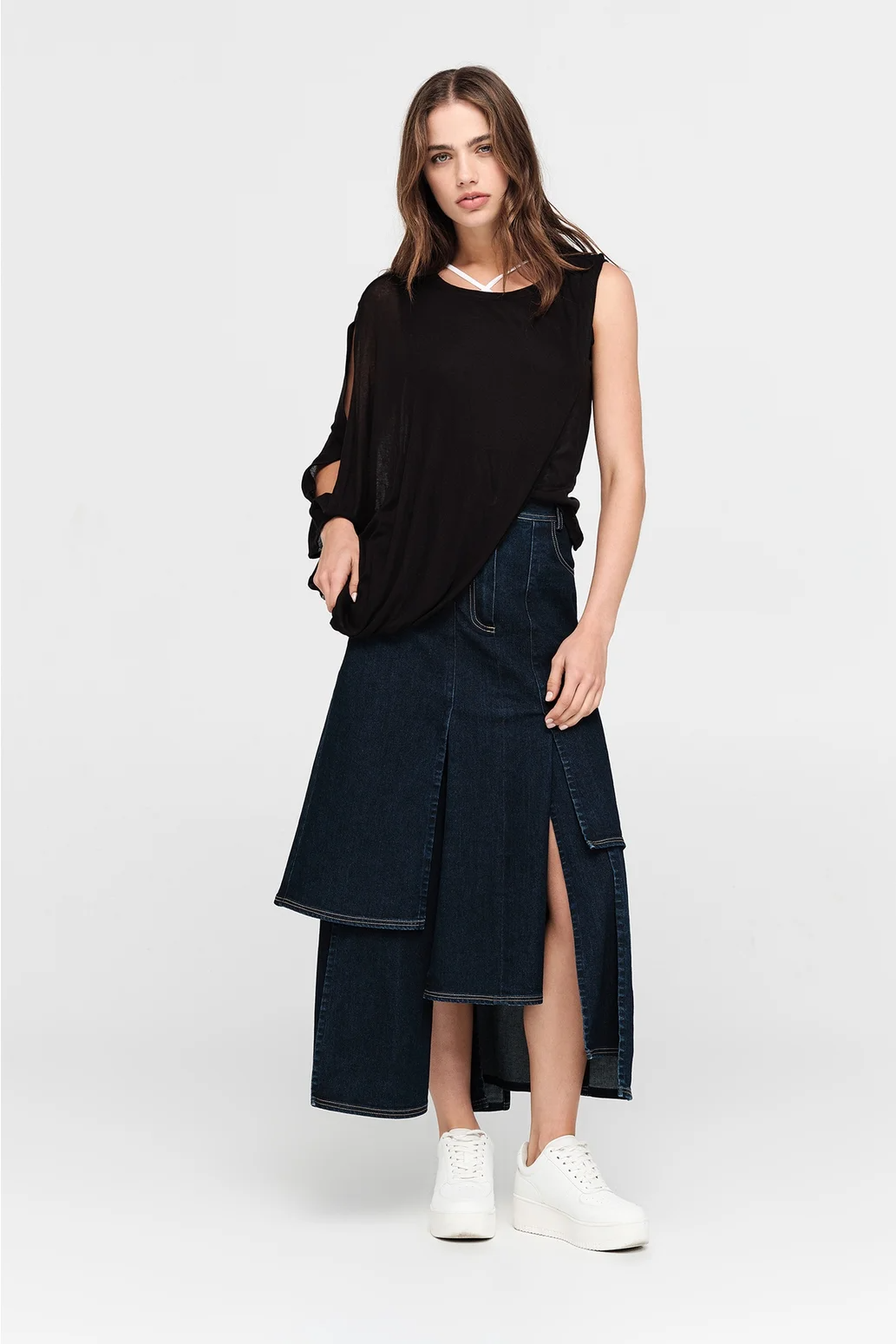 Taylor Splice Skirt - Indigo Denim