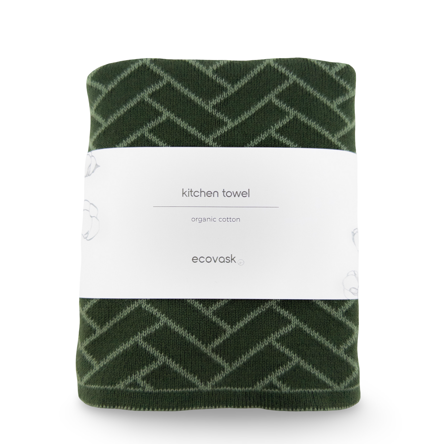 Ecovask Kitchen Towel - Forest/Sage Herringbone