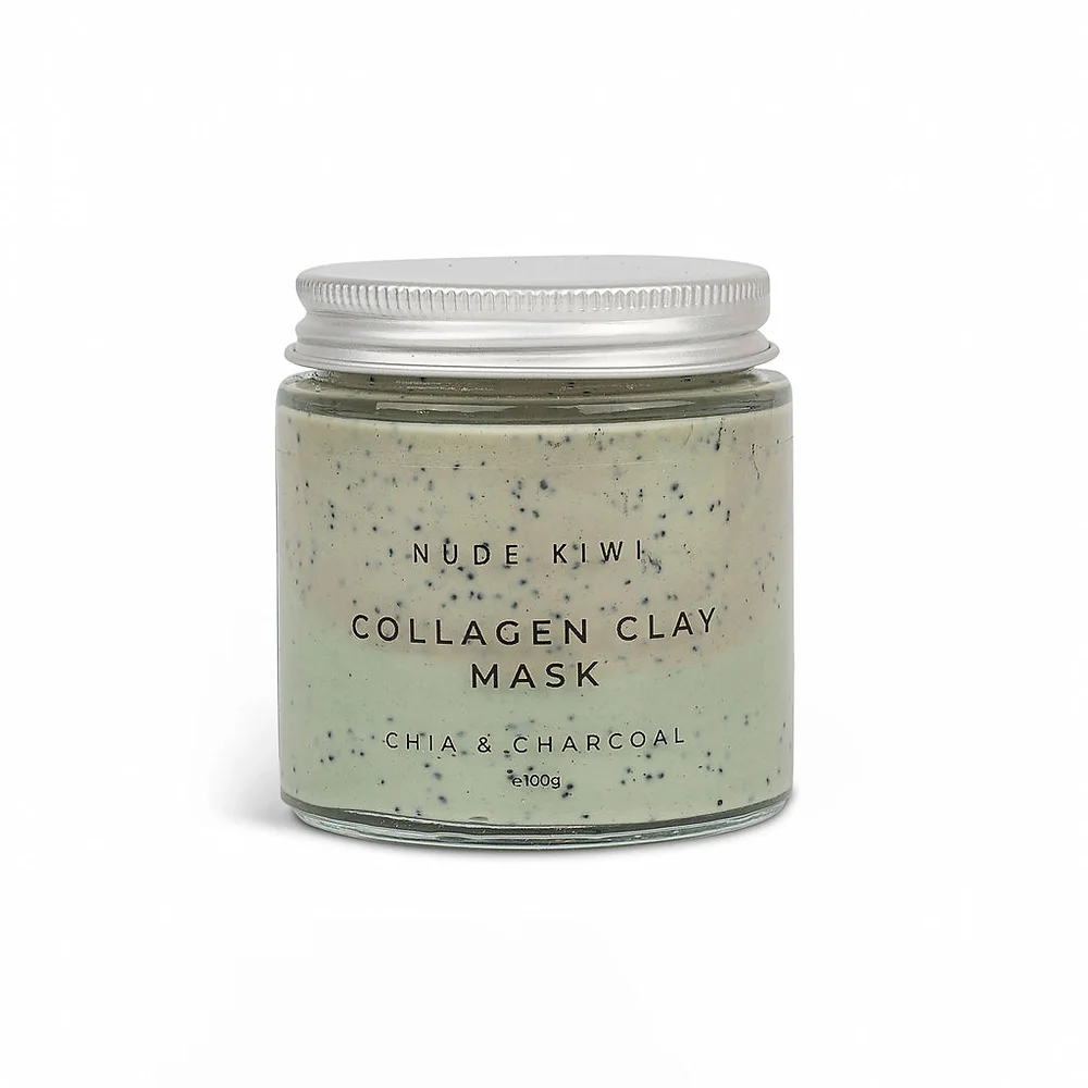 Nude Kiwi Collagen Clay Mask with Chia & Charcoal - 100g