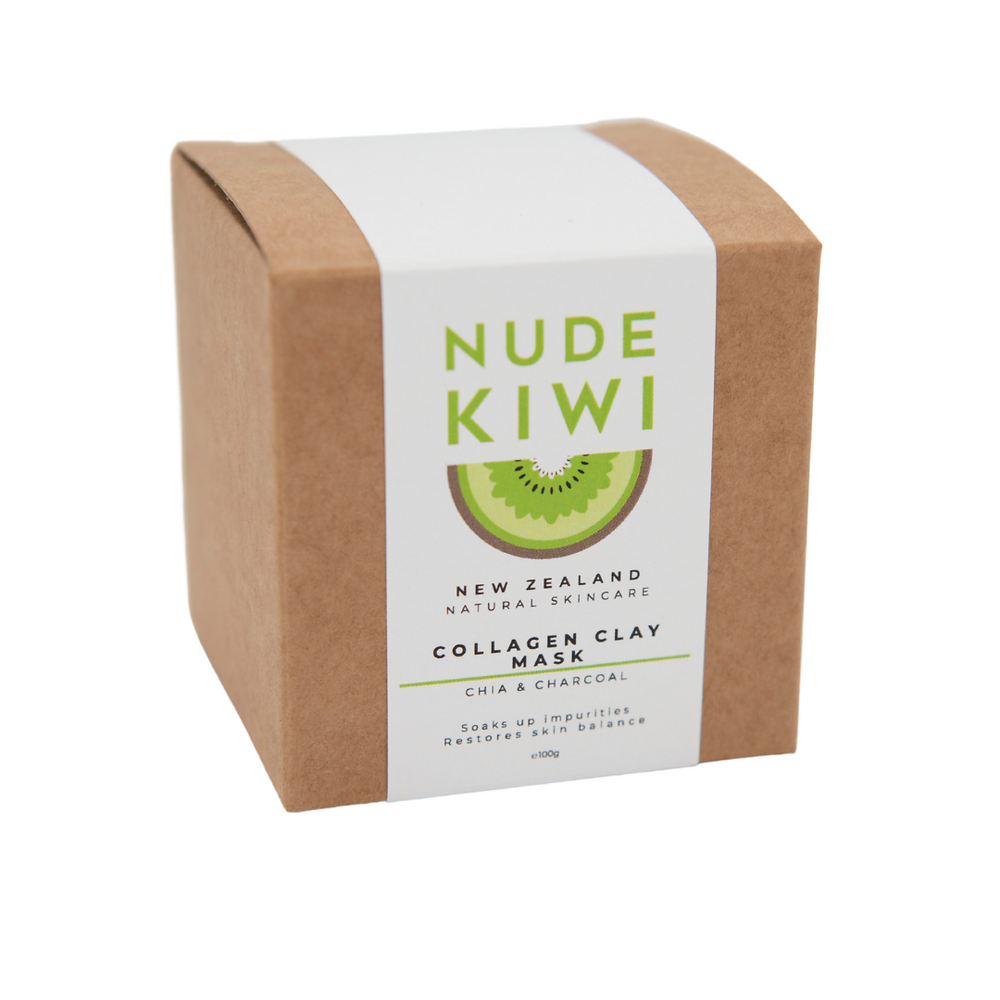 Nude Kiwi Collagen Clay Mask with Chia & Charcoal - 100g