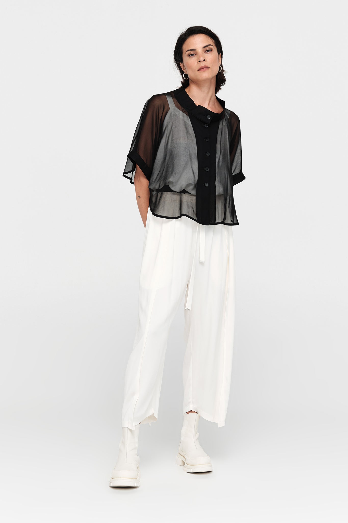 Talyor Sheer Accent Jacket - Black Sheer
