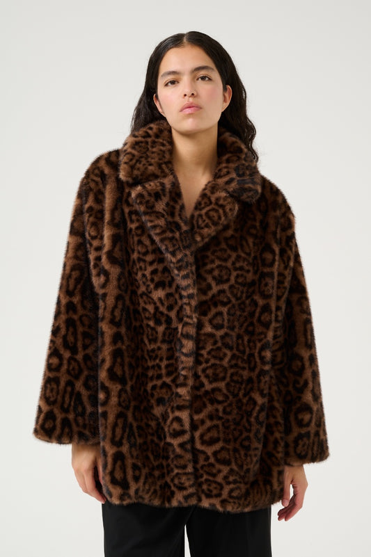 Karen By Simonsen Tira Fur Jacket - Brown Leopard