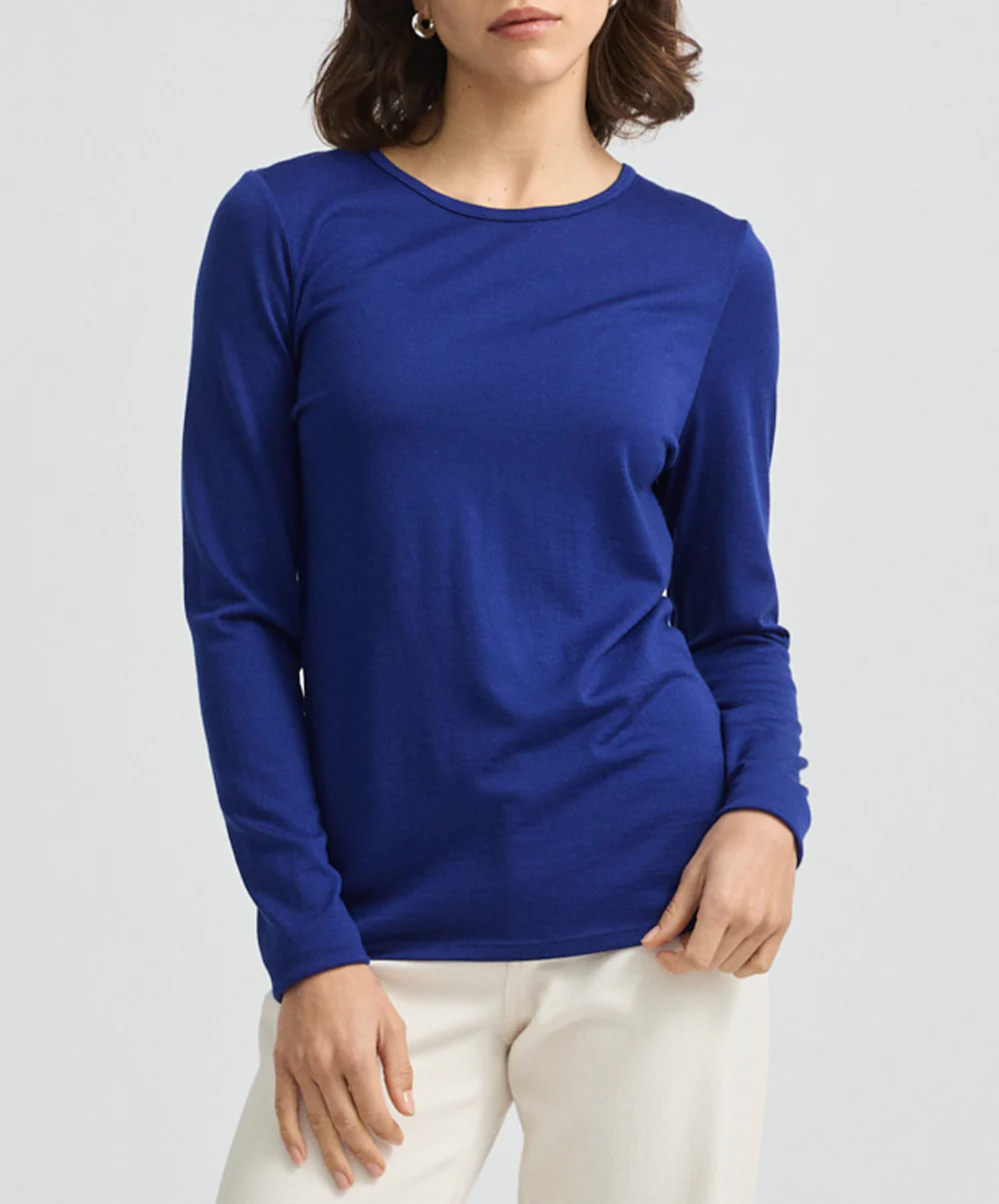 Toorallie Merino Crew Tee - Cobalt