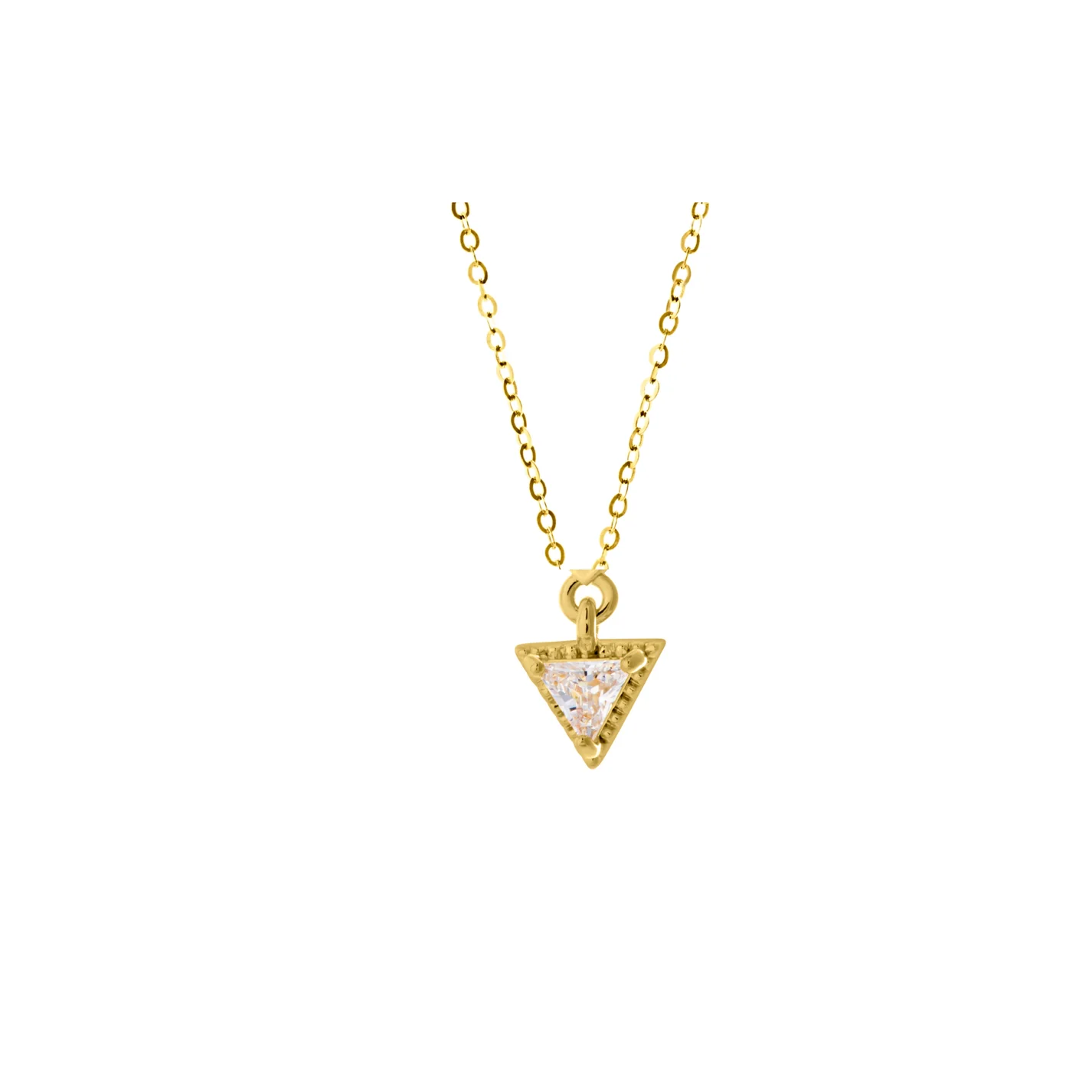 Lindi Kingi Prism Necklace - Gold with White Stone