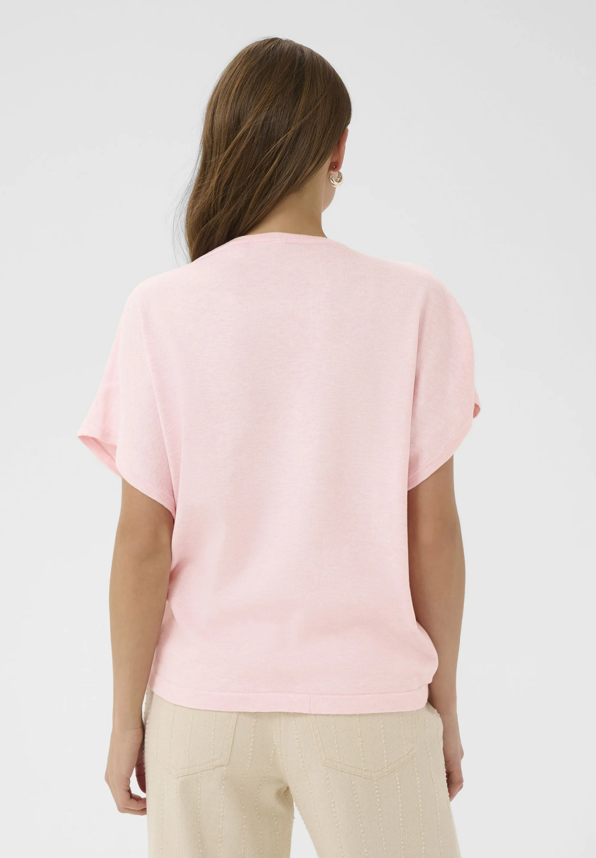Saint Tropez Mila Round Neck SS Pullover - Ballerina Melange