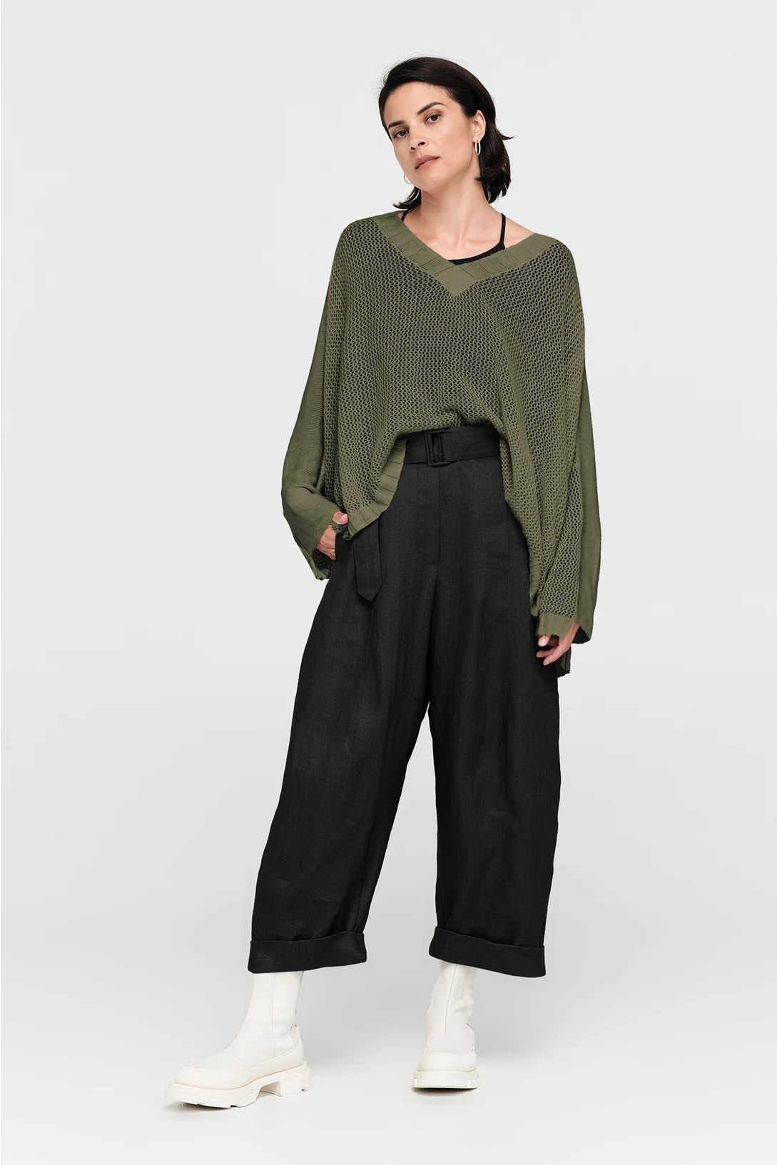 Taylor Mesh Deduct Sweater - Antique Green