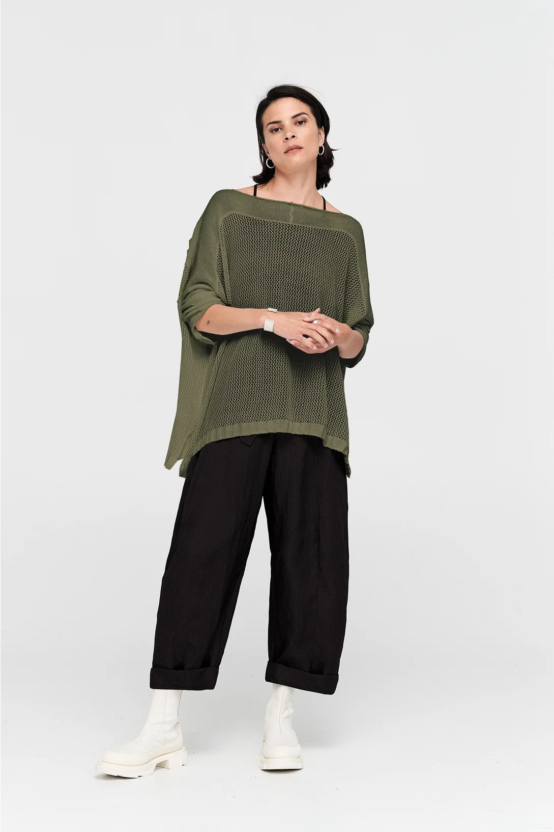 Taylor Mesh Deduct Sweater - Antique Green