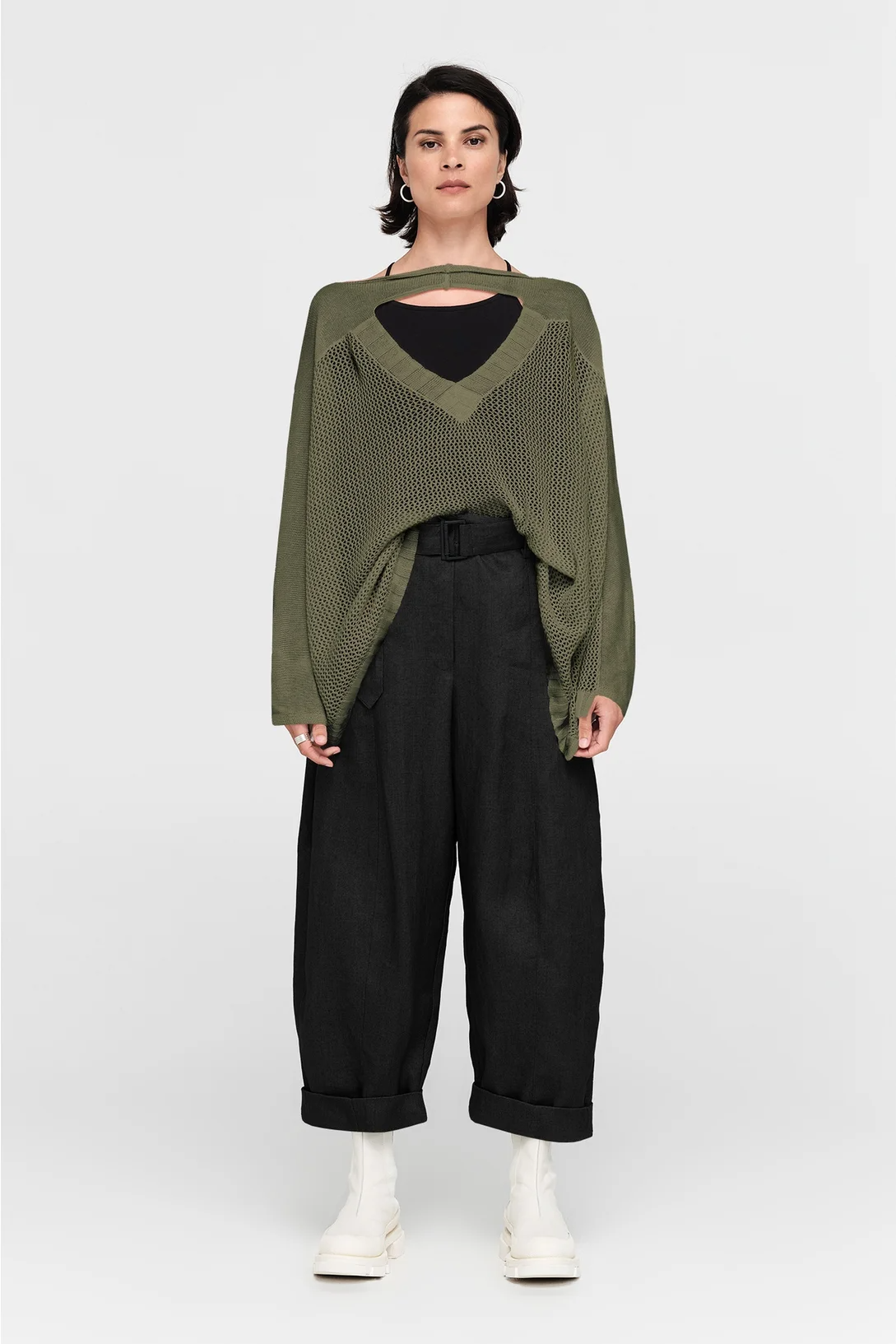 Taylor Mesh Deduct Sweater - Antique Green