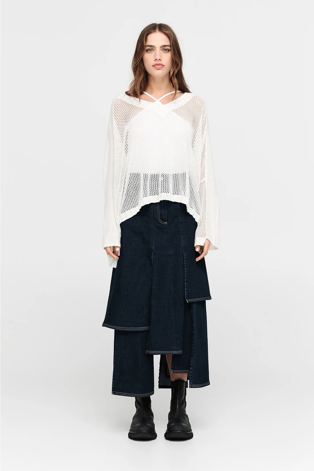 Taylor Mesh Deduct Sweater - Ivory