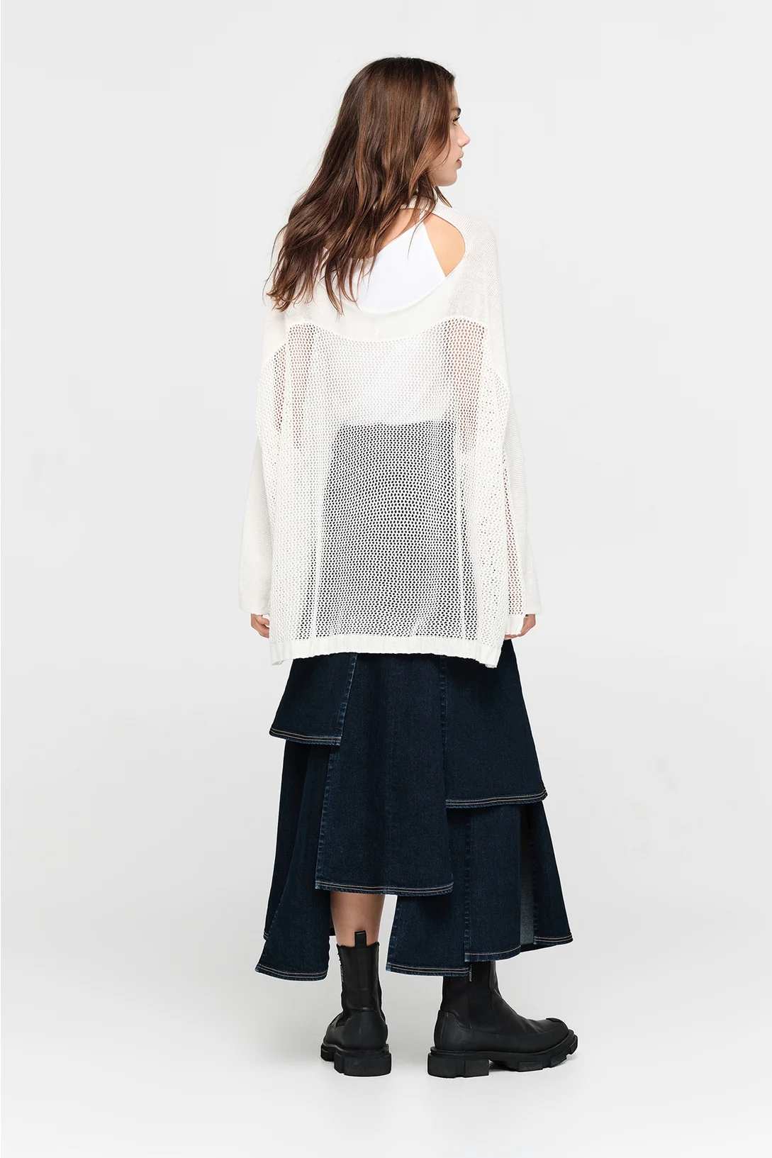 Taylor Mesh Deduct Sweater - Ivory