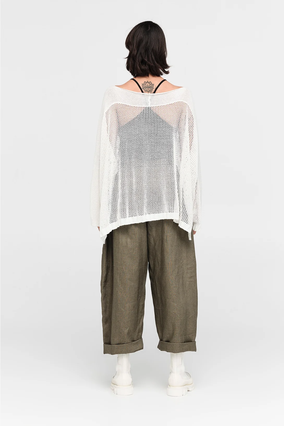 Taylor Mesh Deduct Sweater - Ivory