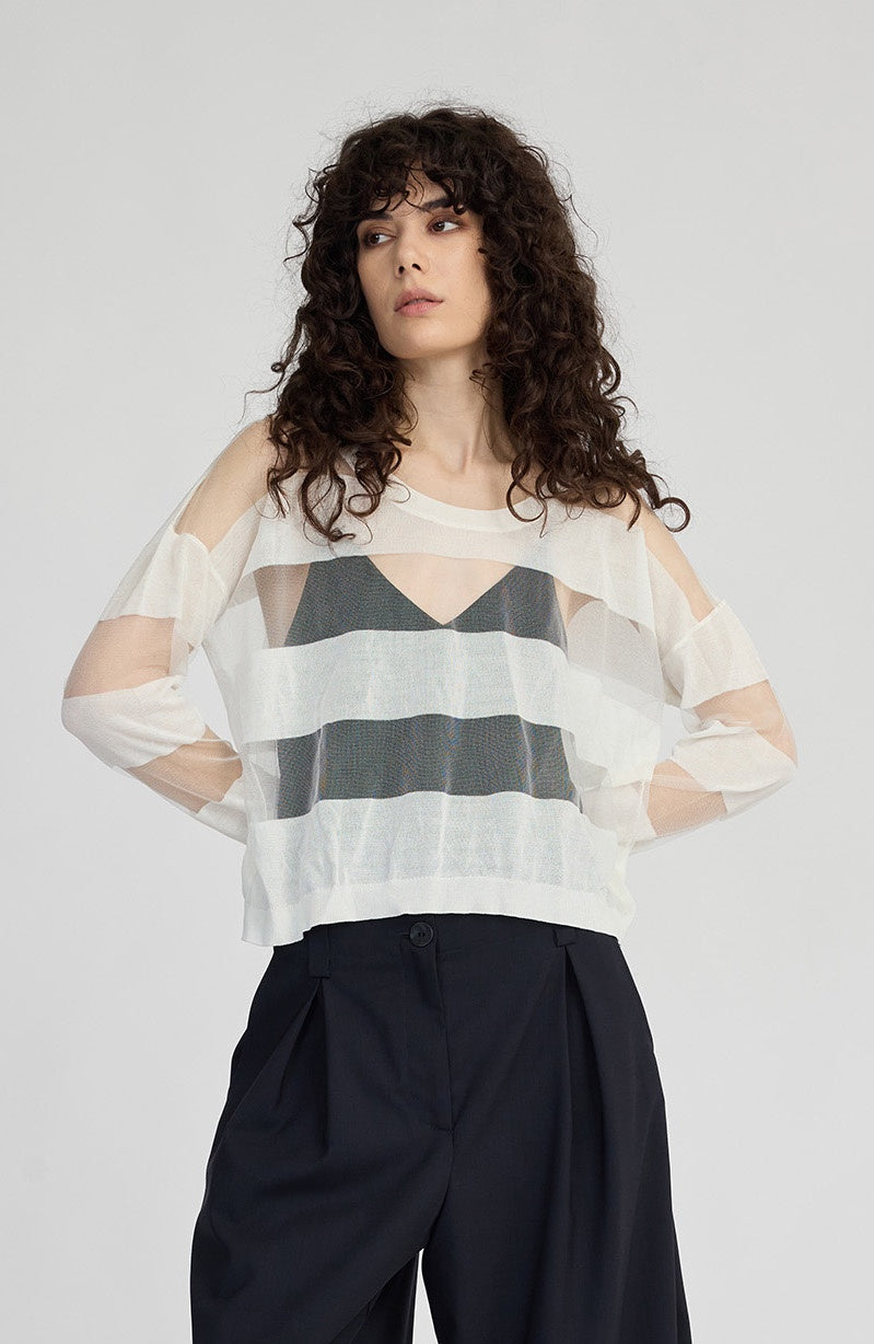 Taylor Banded Sweater - Ivory