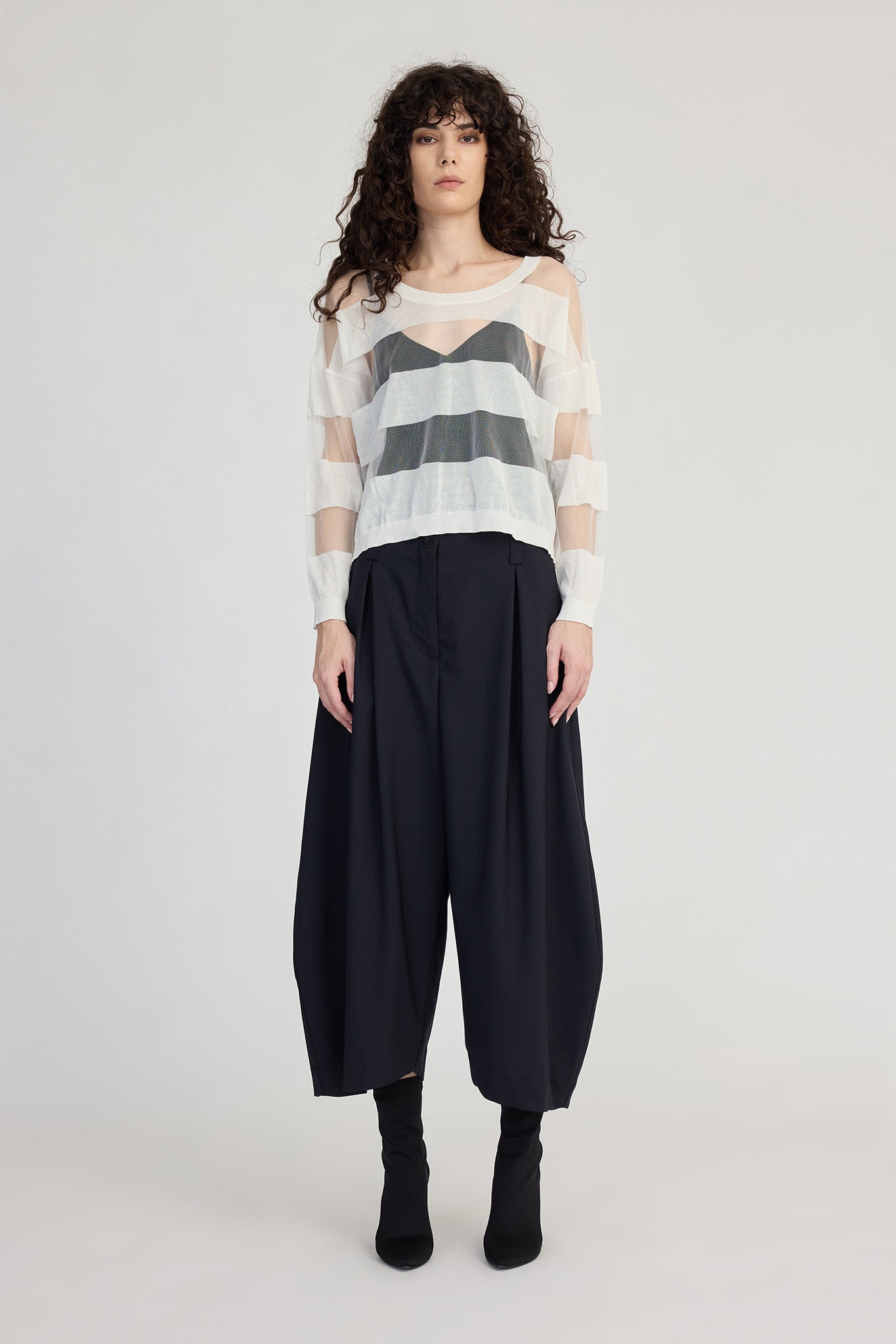 Taylor Banded Sweater - Ivory