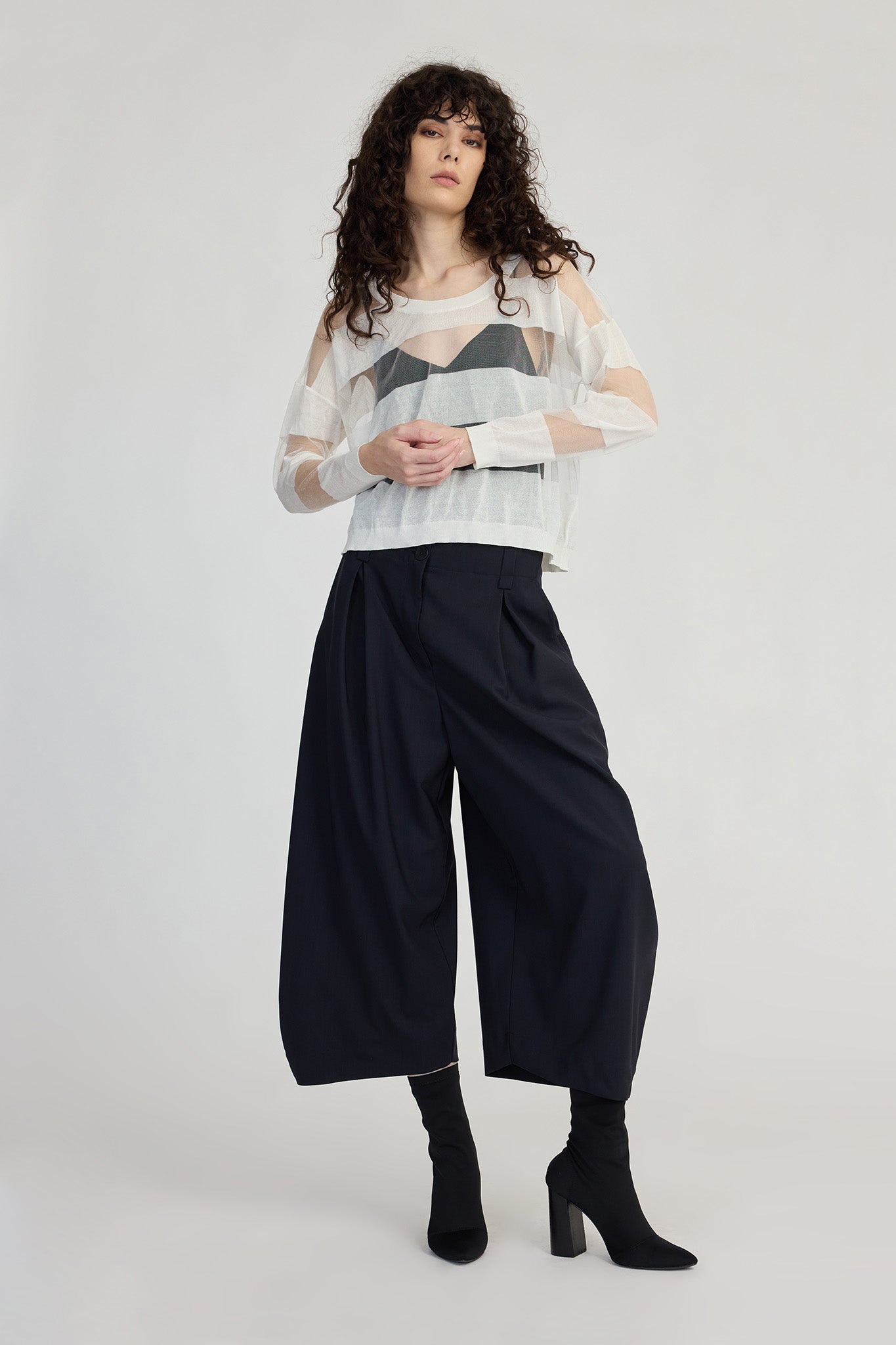 Taylor Banded Sweater - Ivory