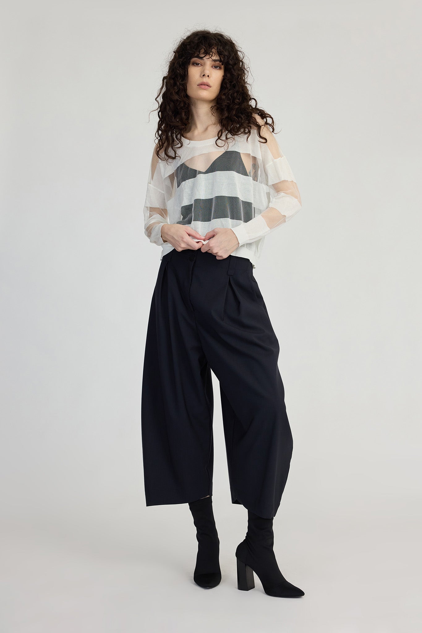 Taylor Banded Sweater - Ivory