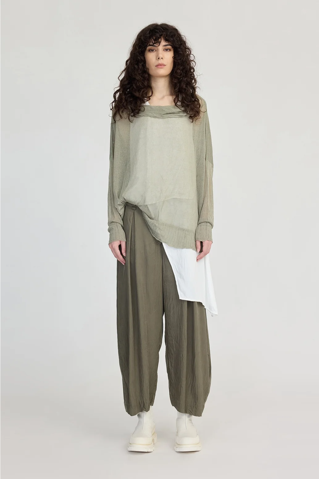 Taylor Crossed Sweater - Moss Green