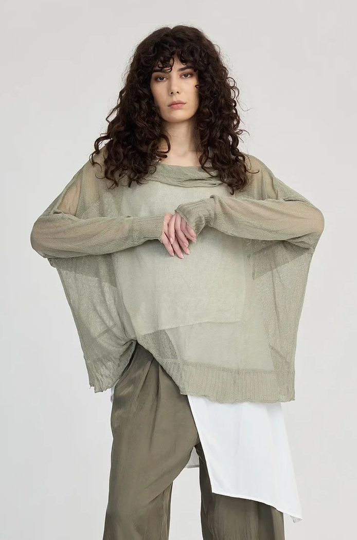 Taylor Crossed Sweater - Moss Green