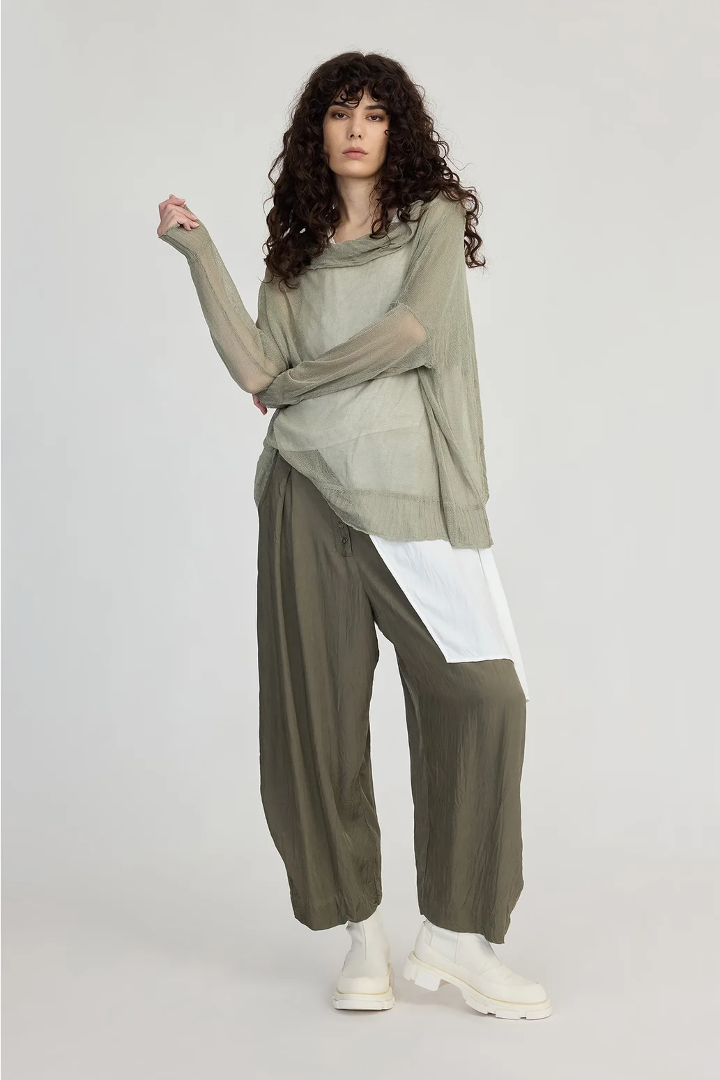 Taylor Crossed Sweater - Moss Green