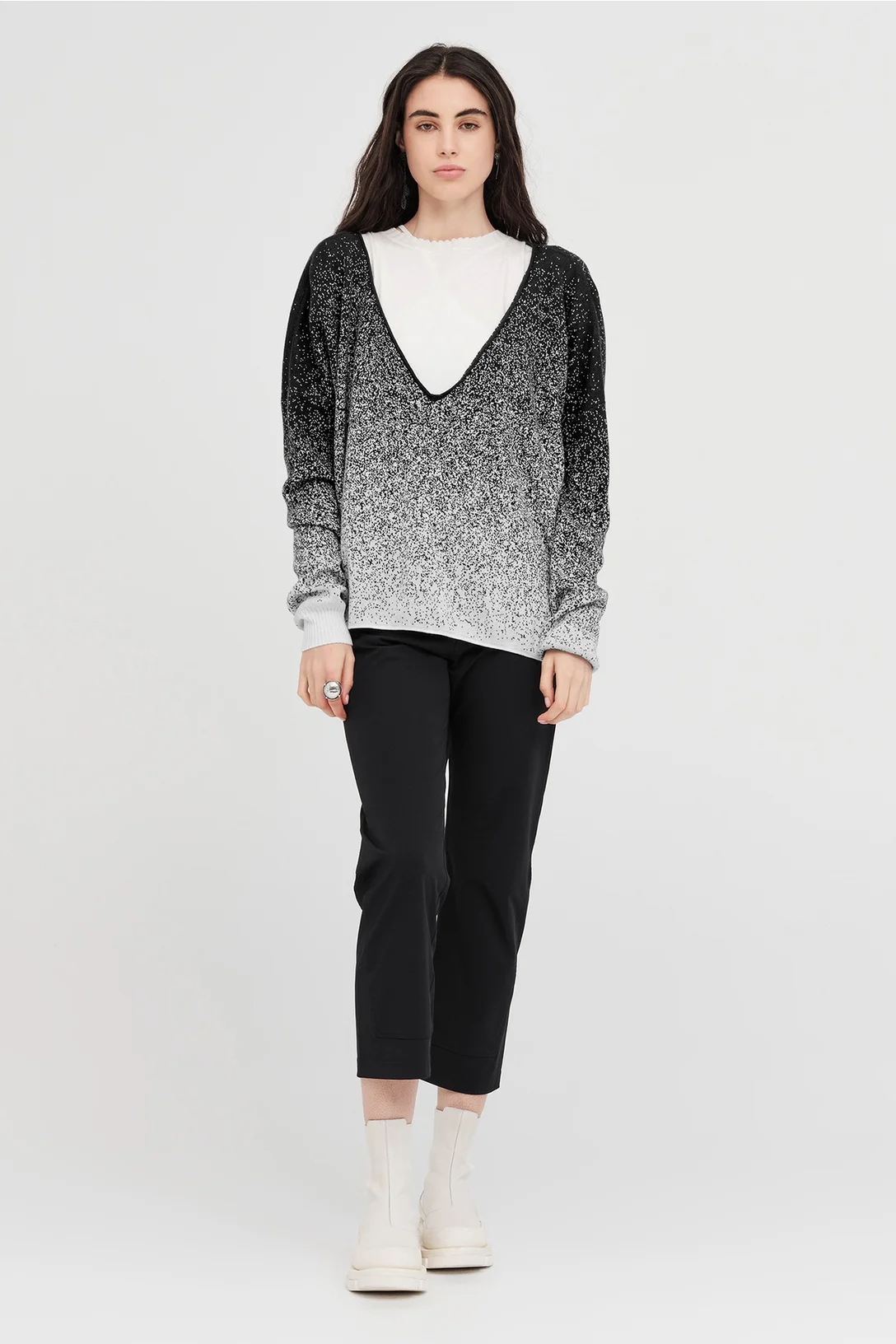 Taylor Gradient Submerge Sweater - Black/Ivory