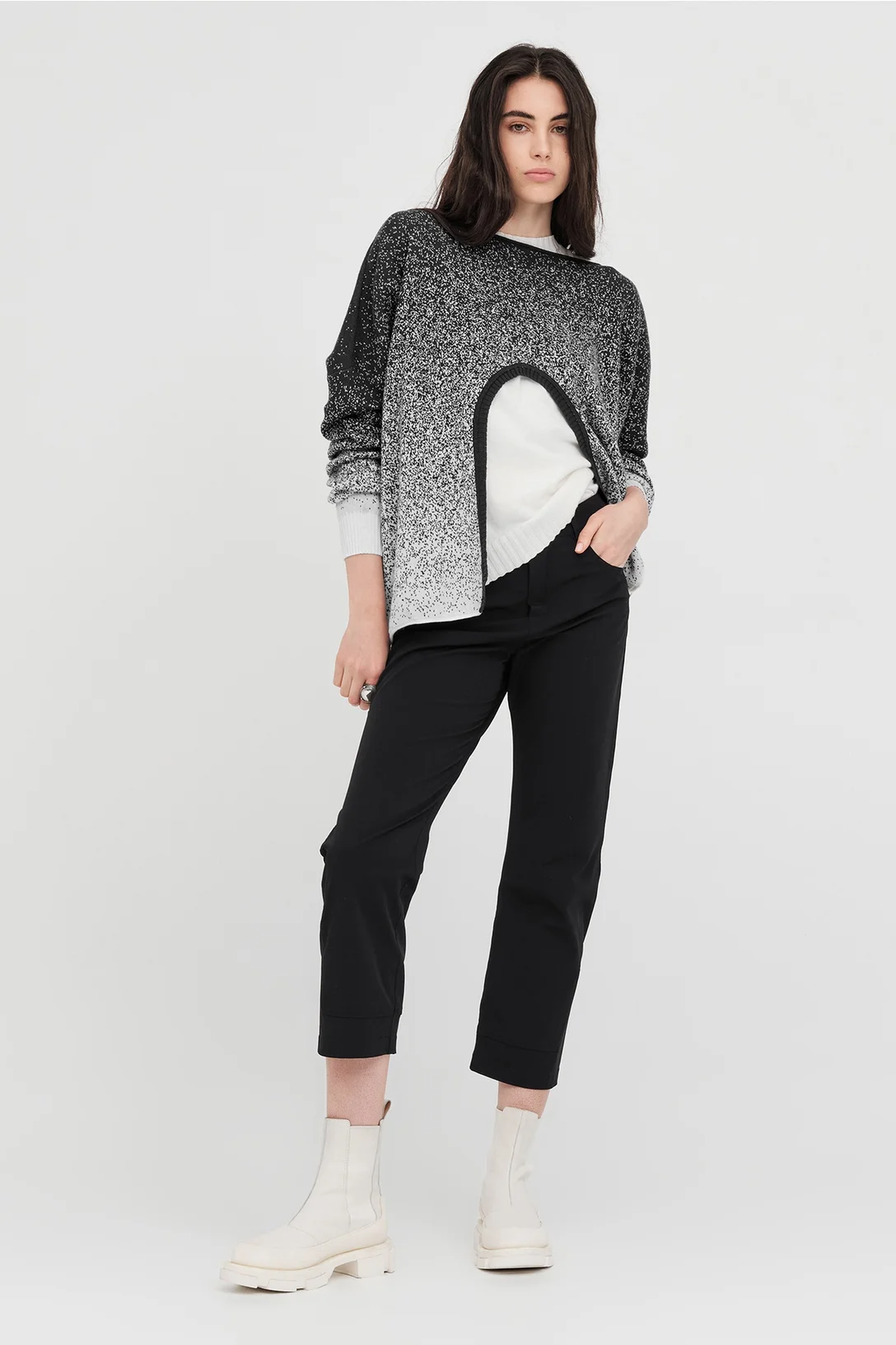 Taylor Gradient Submerge Sweater - Black/Ivory