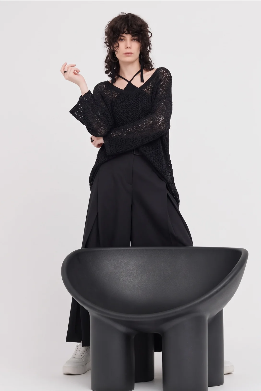 Taylor Textured Screen Sweater - Black