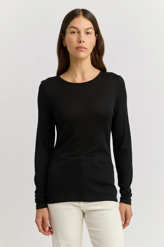 Toorallie Crew Merino Tee - Black AW26