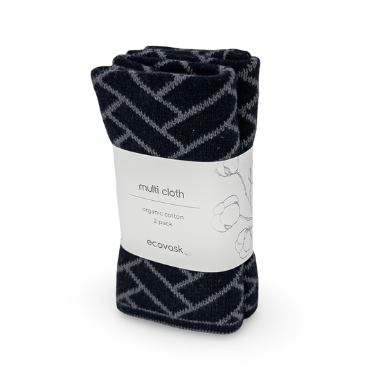 Ecovask Multi Cloth 2pk - Raven Graphite Herringbone