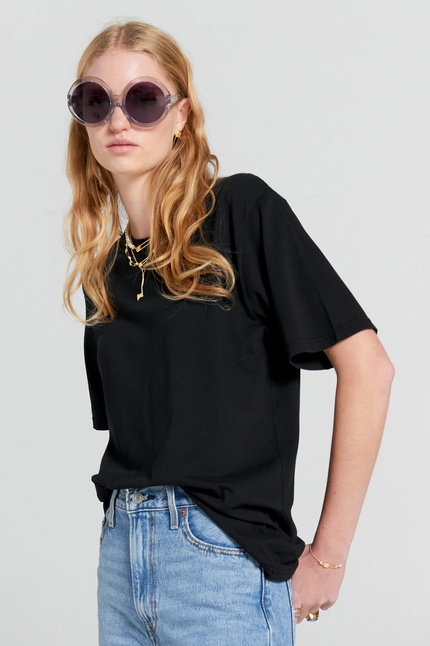 Karen Walker Embroidered Runaway Girl Classic Organic Cotton T-Shirt - Black