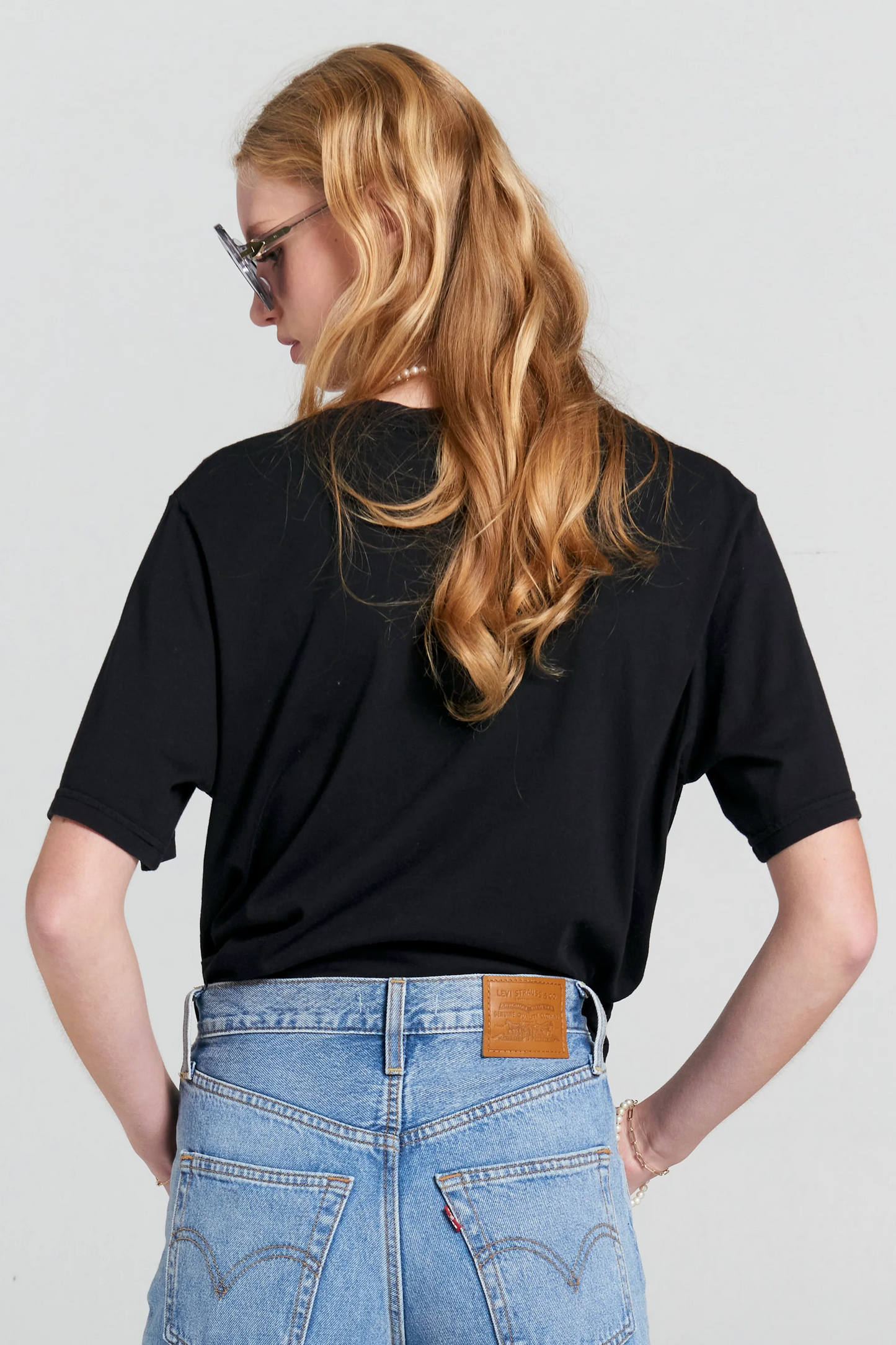 Karen Walker Embroidered Runaway Girl Classic Organic Cotton T-Shirt - Black