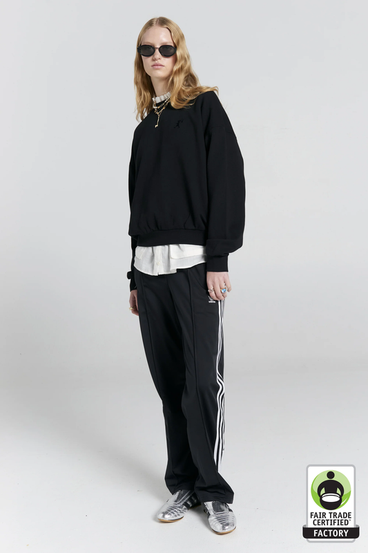 Karen Walker Runaway Girl Organic Cotton Crewneck Sweatshirt - Black